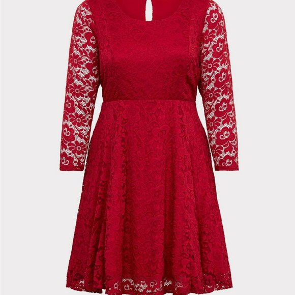 NWT Torrid Red Lace Skater Dress....Size: 14/16, Color: Red - Picture 2 of 10